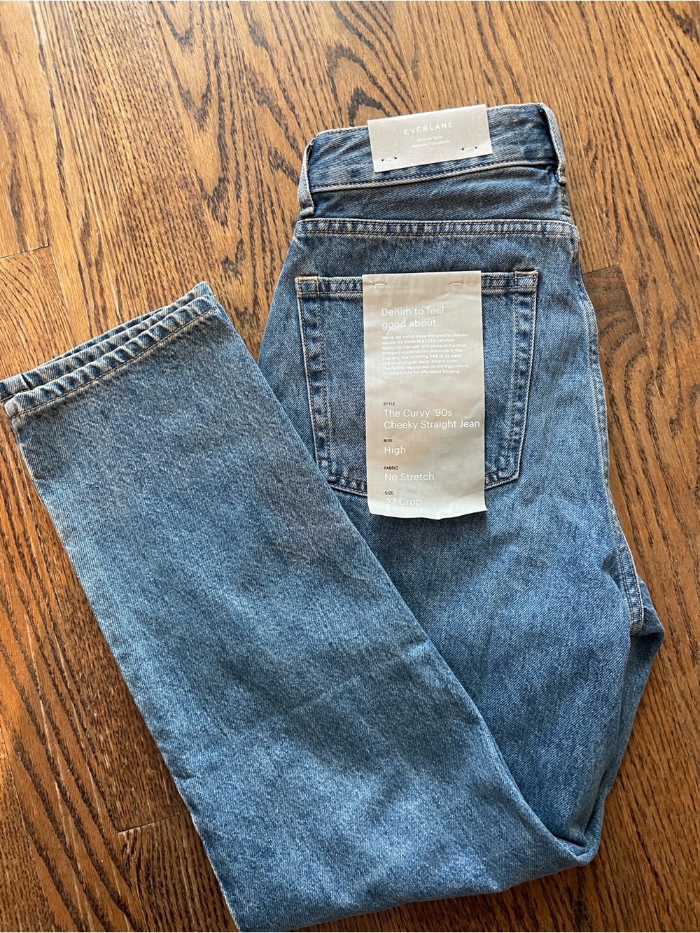 NWT Everlane The Curvy 90s Cheeky Straight Jean 27 Crop Vintage Mid Blue